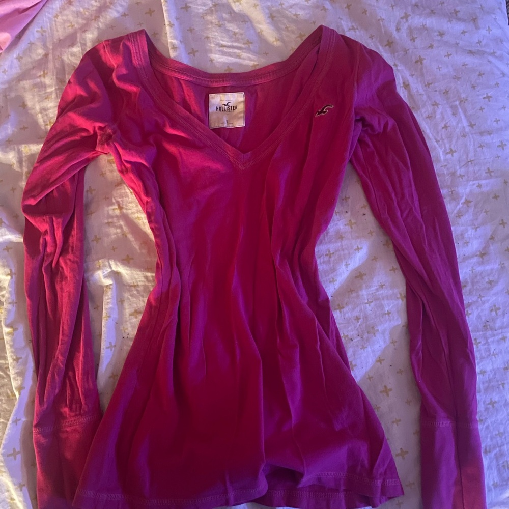 Hollister Women's Fuchsia Long Sleeve Blouse